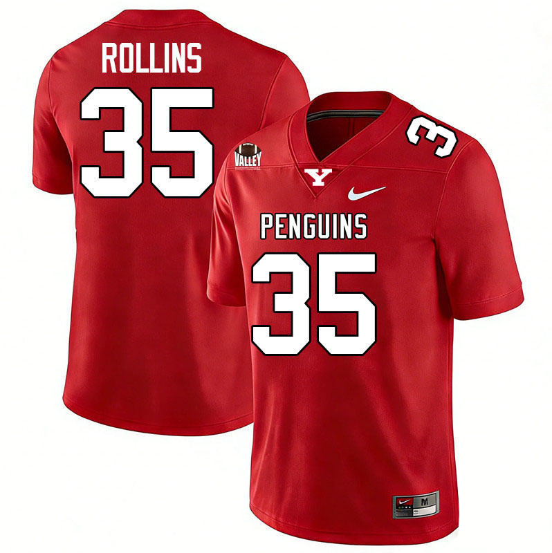 Youngstown State Penguins #35 Graydon Rollins College Football Jerseys,Uniforms-Red